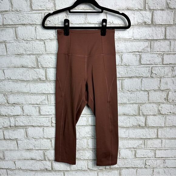 Girlfriend Collective Leggings Earth Compressive High Rise Crop Brown Athletic - Picture 2 of 6
